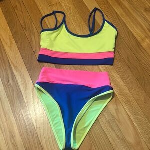Beach riot neon two piece